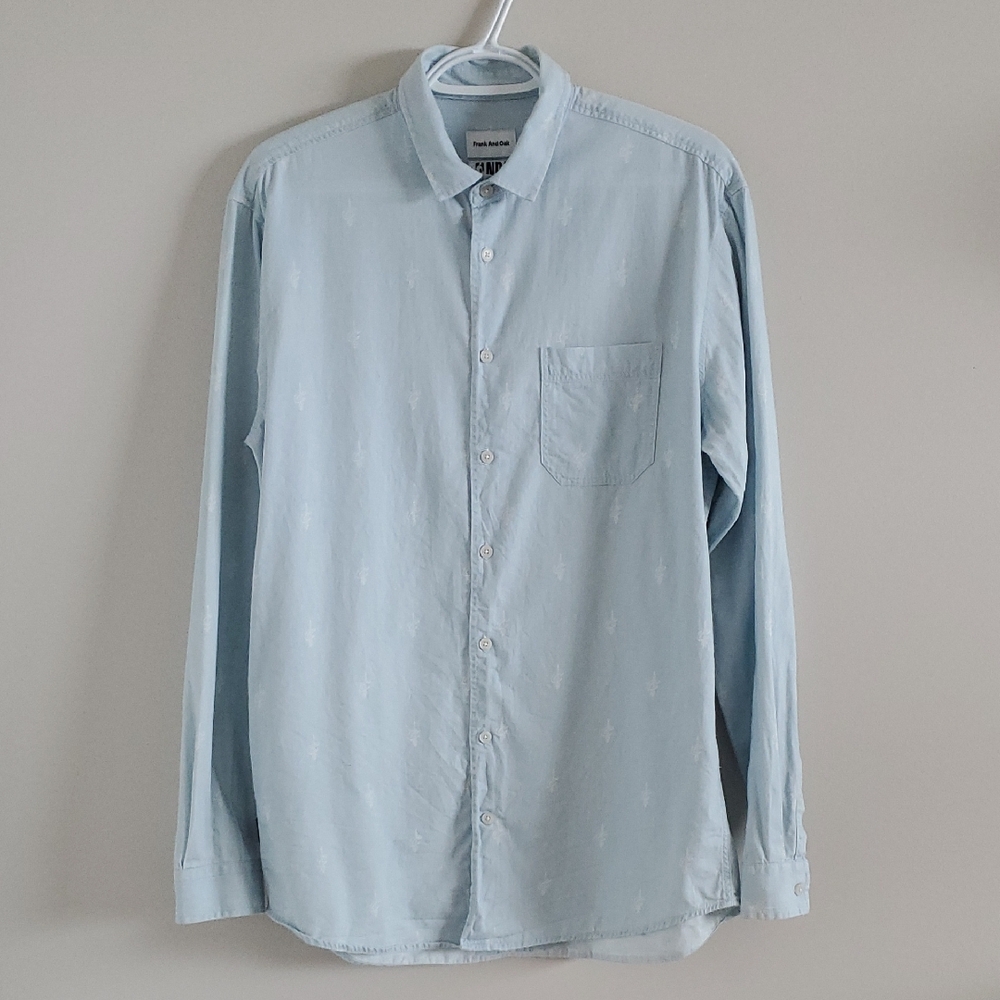 Frank And Oak NBA Cleveland Cavaliers Colab Blue Button Down Cotton Shirt Sz M